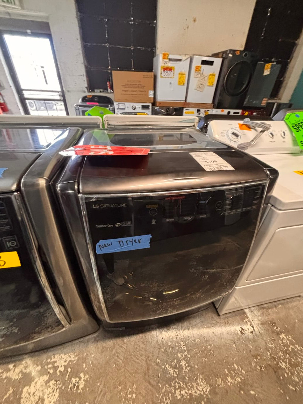 }} gray used washer & new open box dryer LG mega capacity gray front load  stackable or side by side  29” wide , used-Refurbished #MCP21WB