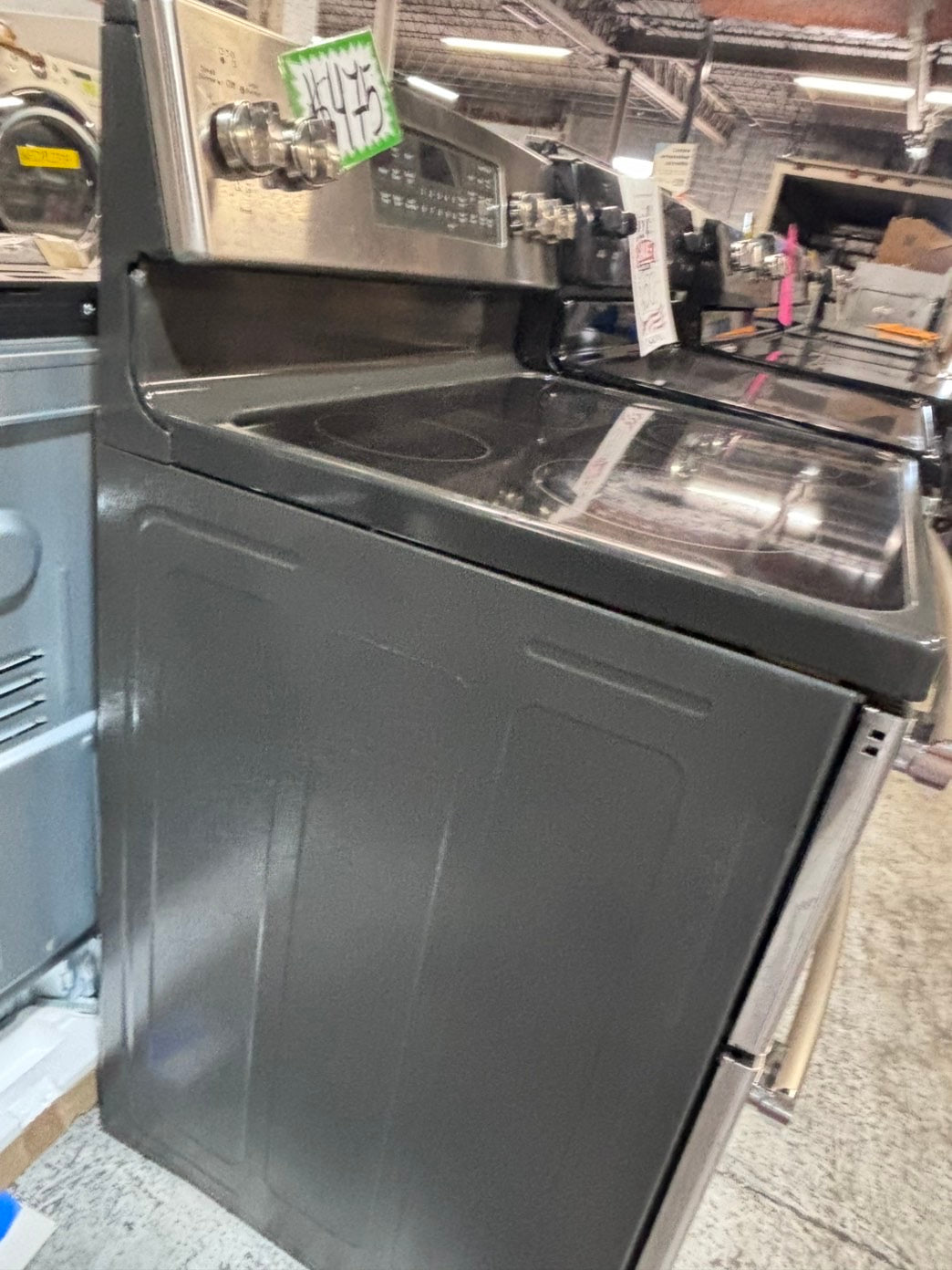 >*GE glass top double oven convection electric range 220v 5 burner stainless steel warm zone bake broil Refurbished fast boil 30" #ELPT16B