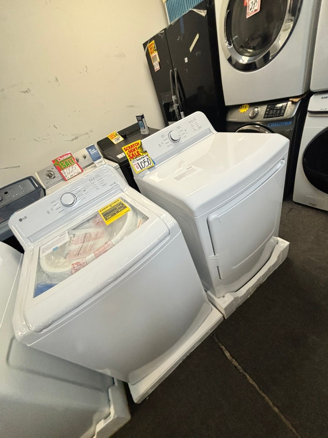 *Open box 📦 New S/d New LG Top load washer Stainless steel Drum 4.1 Cu.Ft And Electric dryer large capacity set 27” wide dark gray #WDLM41L