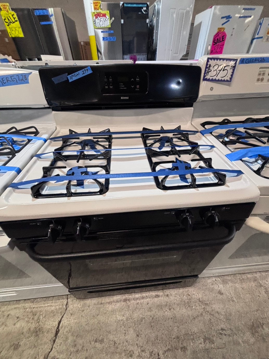 >special 🔥Kenmore Gas range 4 burner bake broil Hi/Lo self clean in off white & black used-Refurbished 30” #GHPZ4B