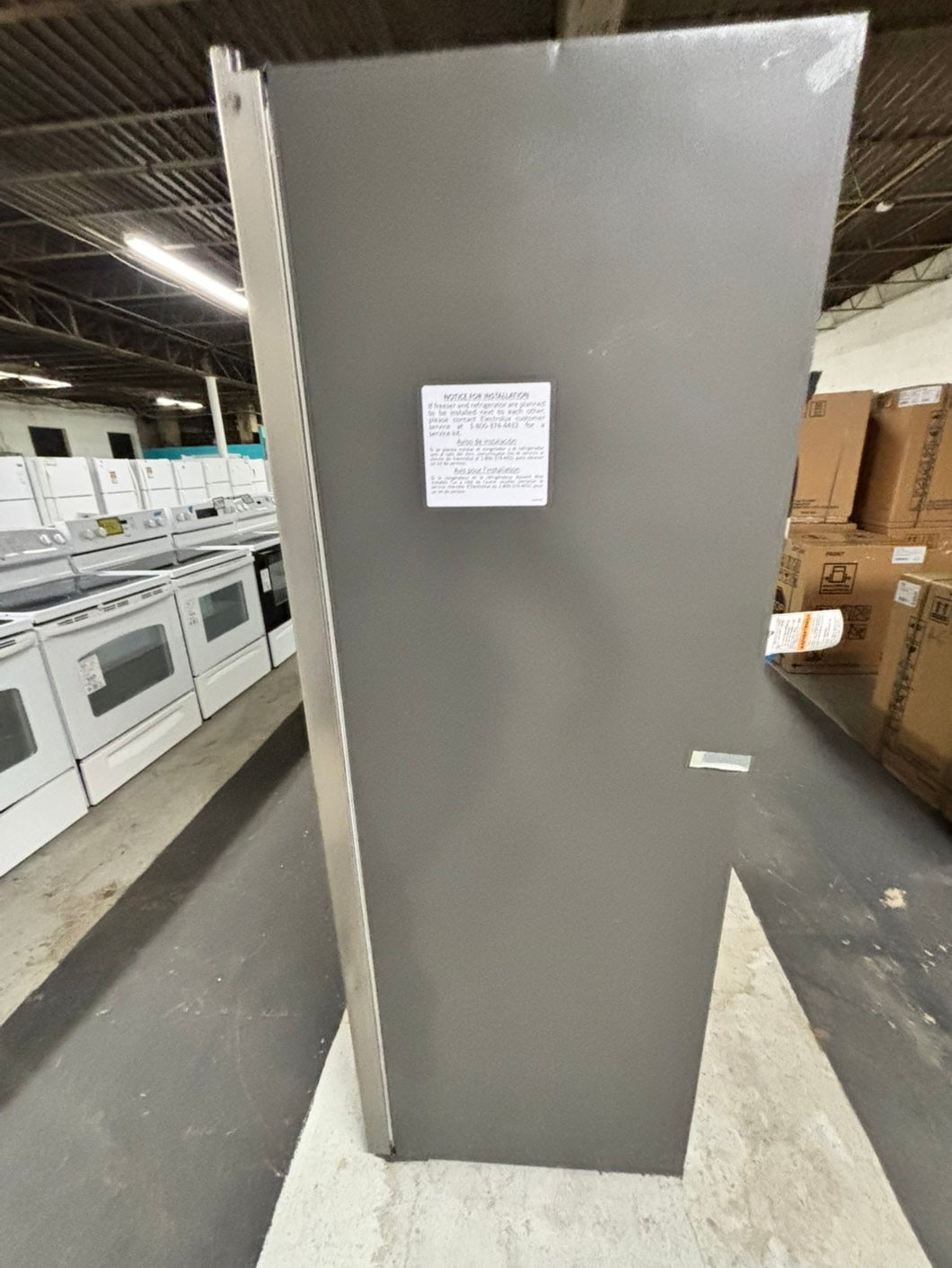 *Combo 2pc. Frigidaire /Fridge with water dispenser & freezer with ice maker inside , 20cu.ft up-right 32 1/5 wide stainless steel counter depth new scratch and dent  /item number #RFF909B