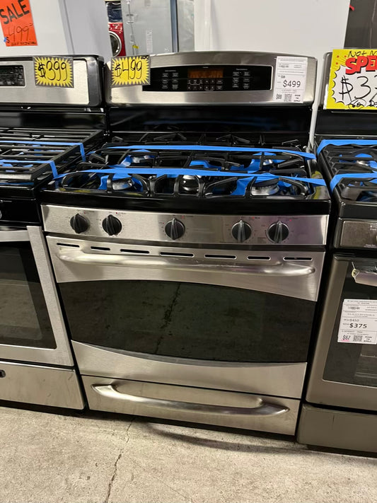 GE Profile gas range stainless steel 5 burner convection bake roast broil hi/lovely clean 30 in #GR392AB