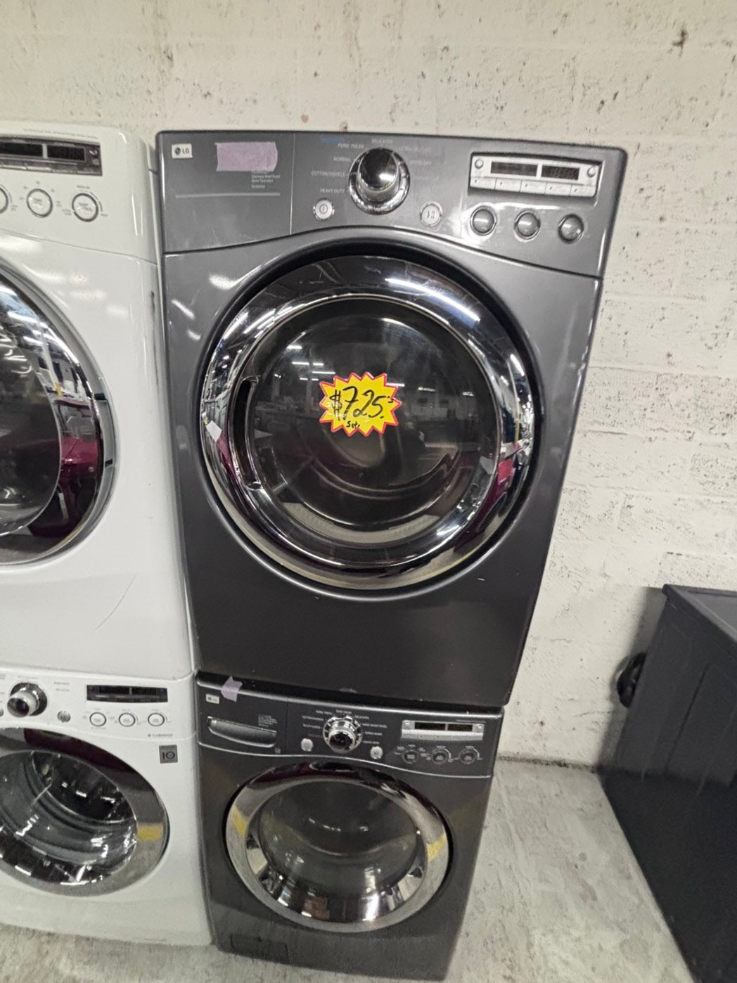 >💥LG washer 4.0 cu ft & dryer 7.5 cu ft set electric 220v front load stackable or side by side - sensor dry He in gray used-refurbished #WDHL44B