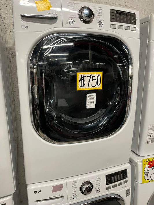 LG steam cycle washer 4.5 cu ft & dryer 7.5 cu ft set electric 220v front load stackable sensor dry He In white #WD854JB