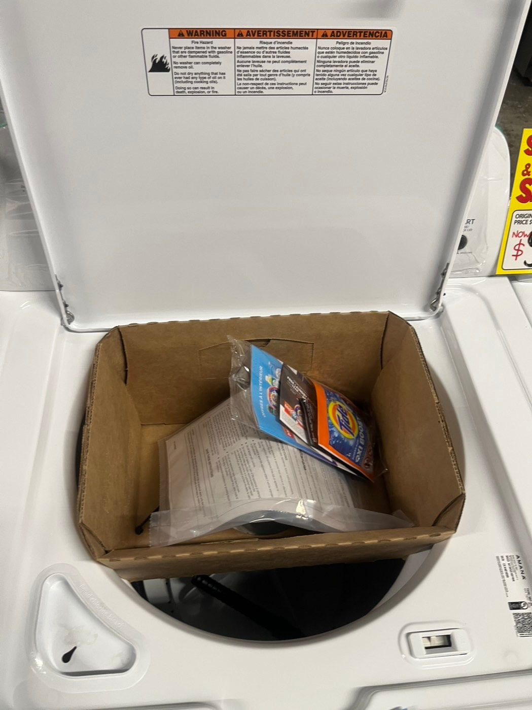 Open box 📦 New S/d Amana Top load washer 3.5 cu.ft and Top load Gas dryer 6.5 cu.ft  set white #AMW35B