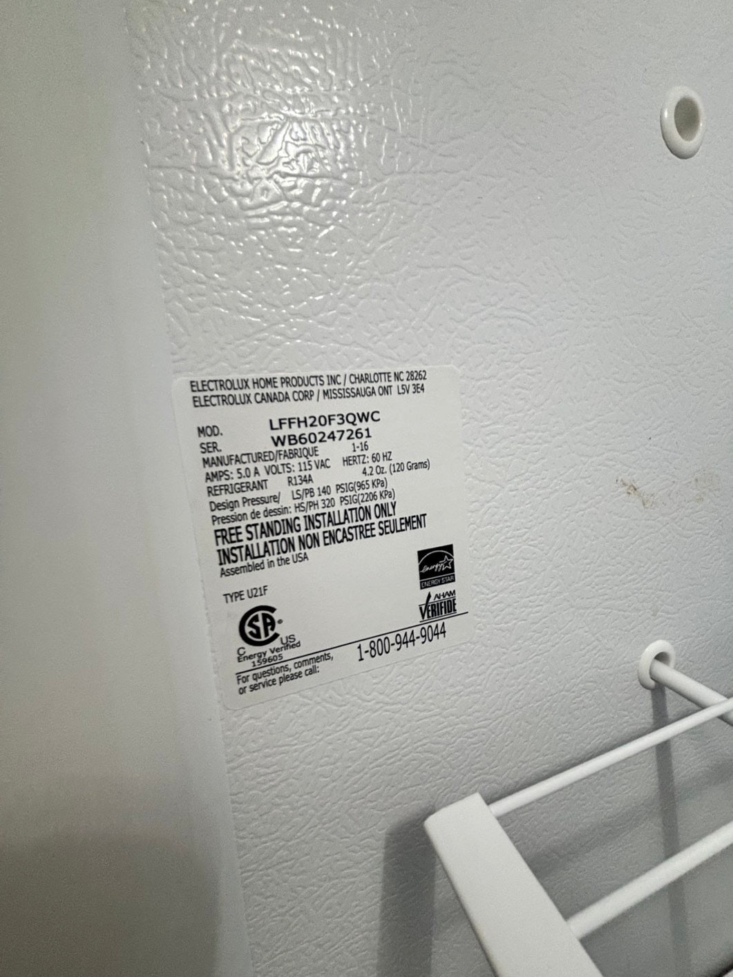 * 🎄Holidays Sale 🎁-Frigidaire 20cu.ft up-right freezer white 34" #RF306L  used-Refurbished