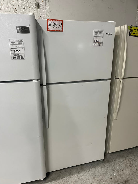 -  Whirlpool top freezer refrigerator in white no ice maker used refurbished 30" #RF889JB