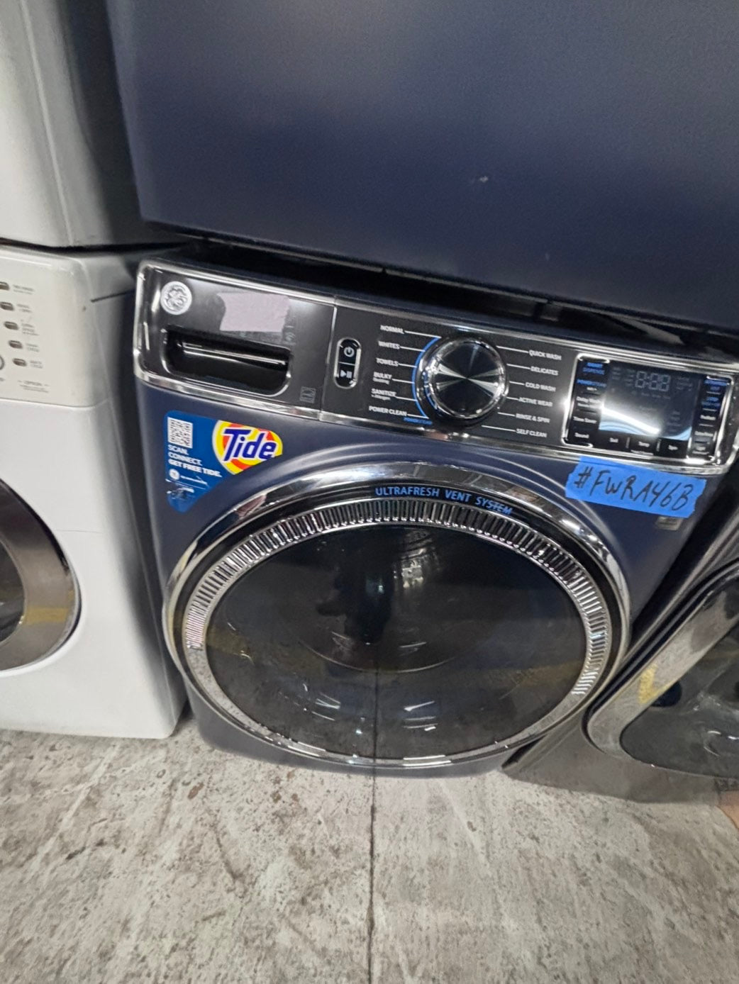 >*GE ENERGY STAR 4.8 Cu. Ft. Capacity Smart Front Load Washer with UltraFresh Vent System with OdorBlock and electric dryer set ,28” stackable or side by side  used-refurbished  #FWRA46BSET