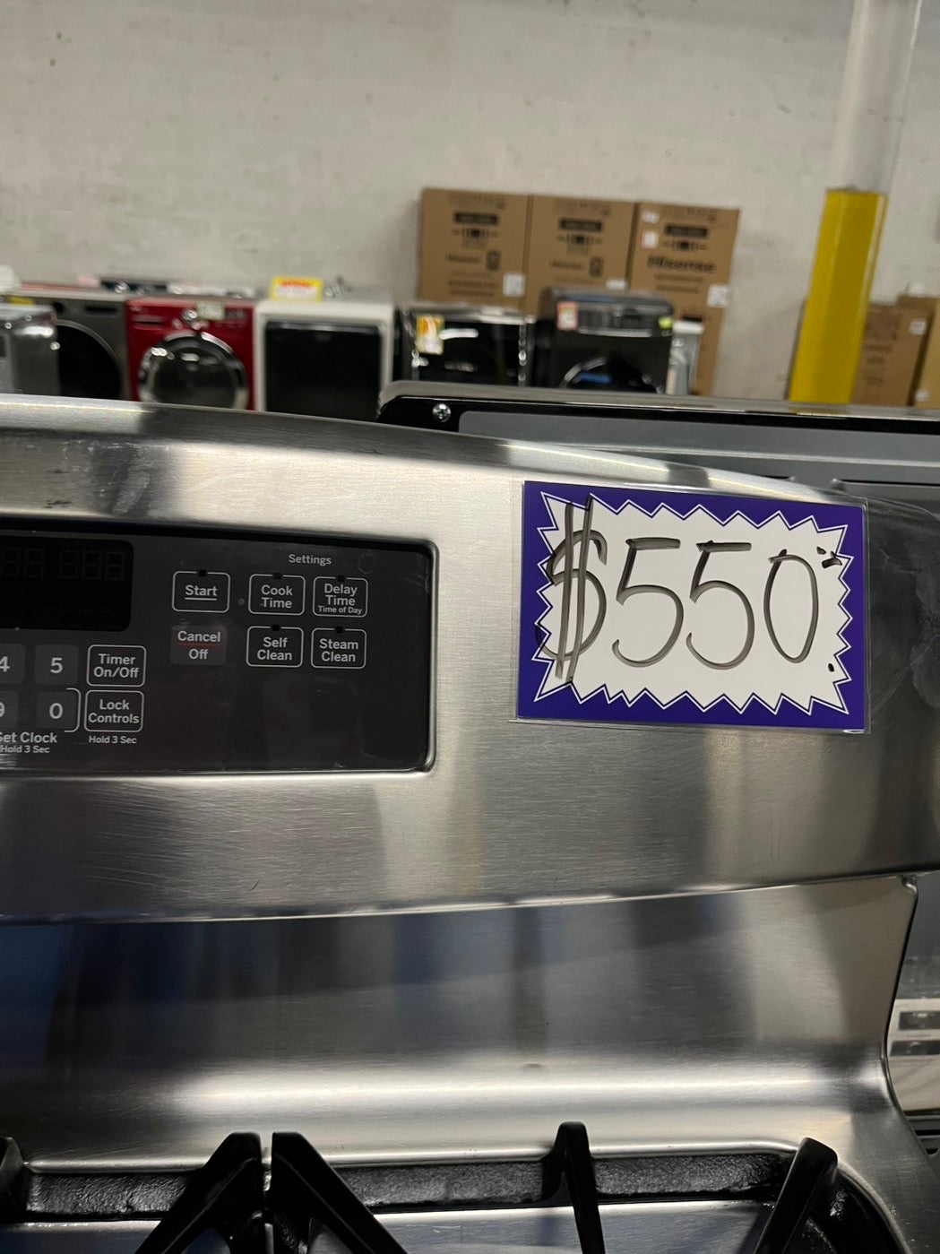 = GE Gas range convection oven 5 burner convection bake broil Hi/Lo self clean in stainless steel -used-Refurbished 30” #GE5TCB