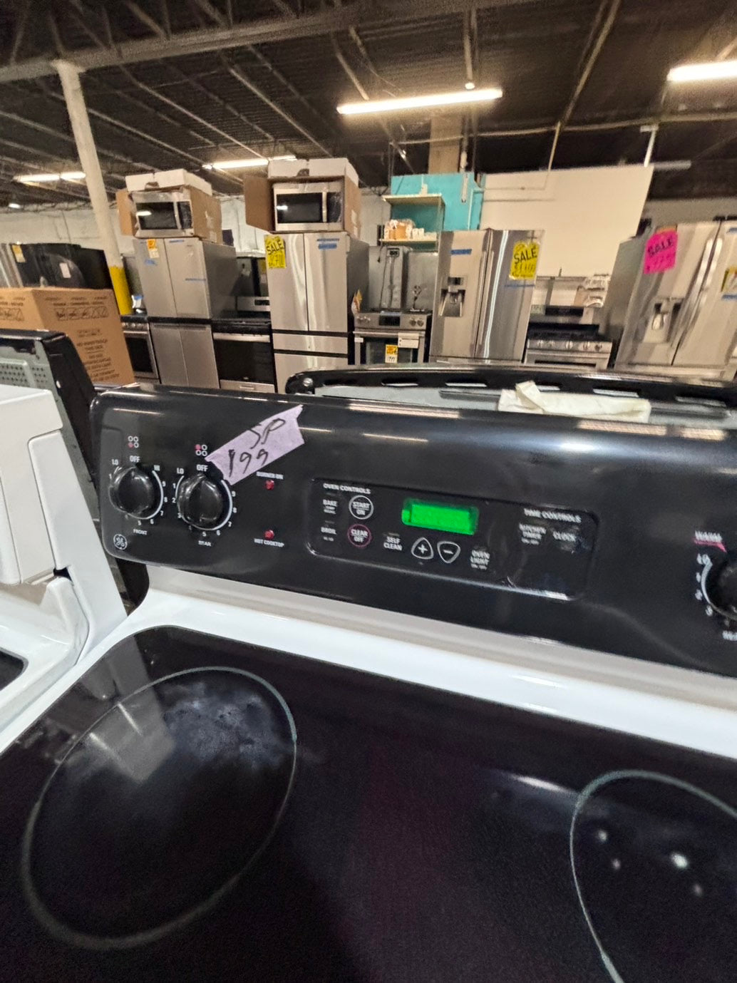 >*special 🔥 GE electric 220v glass top range bake Broil roast self clean black & white  30" used-Refurbished #ESG131B