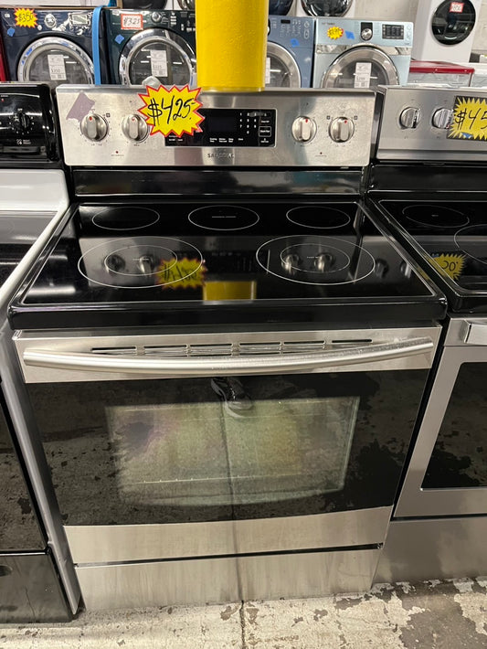 - Samsung electric range stainless steel 5 burner warm zone convection bake roast broil self clean 30” stock number #ER44SB-TR