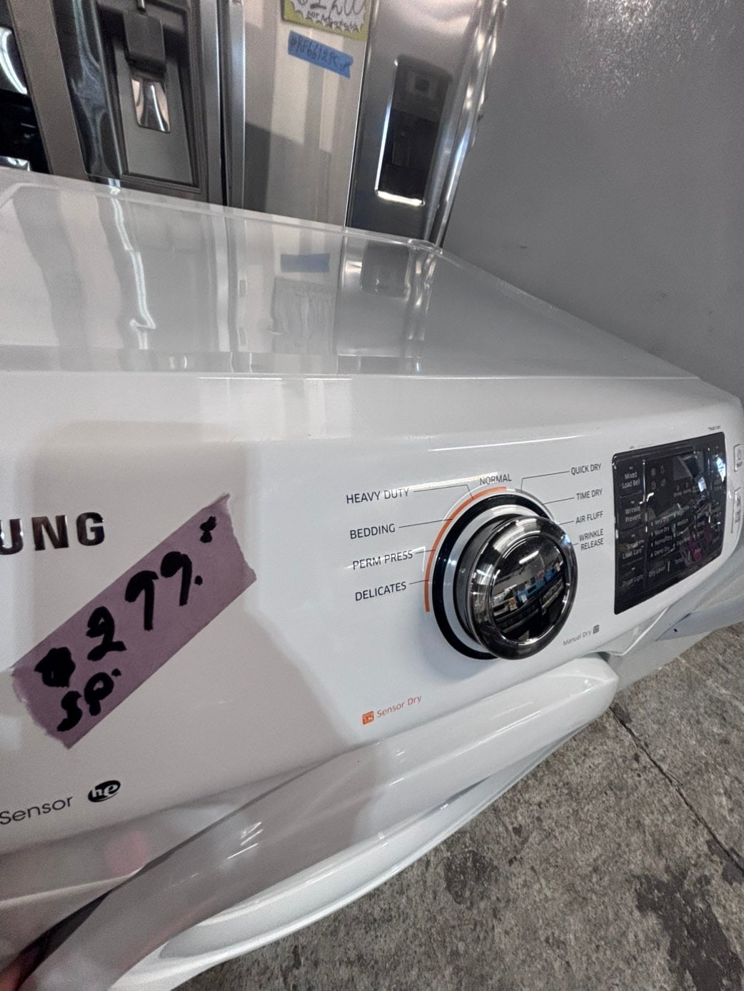 >*July 4th sale 🔥🇺🇸 samsung steam sensor Dry front load stackable electric 220v dryer in white  color used-refurbished 27" #DEQQ4NB