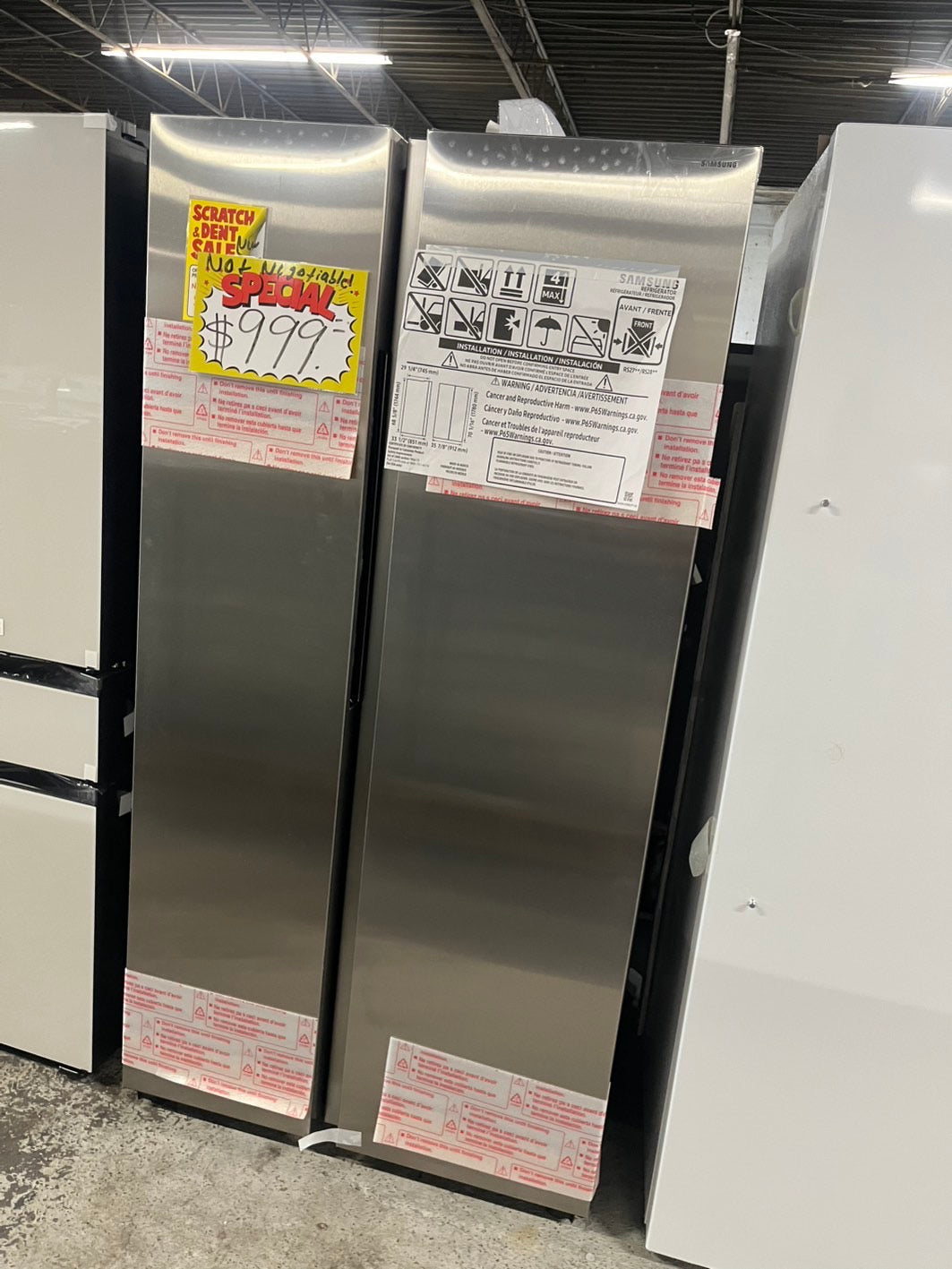 🥳🎉=Open box 📦 New S/d Samsung 36 in. 28 cu. ft. Standard Depth Smart Side by Side Refrigerator in Fingerprint-Resistant Stainless Steel #RFSAM288B