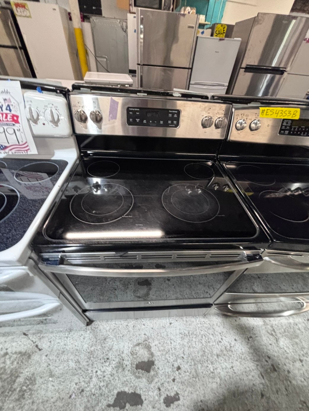 >*GE electric 220v glass top range bake Broil roast self clean stainless steel 30" Refurbished #ESG131B
