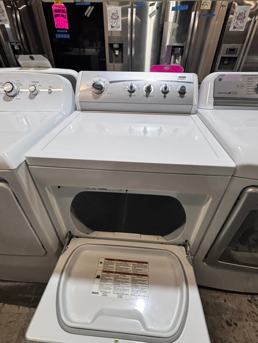 >*Kenmore  side x side large capacity electric 220v dryer  in white 27” Refurbished #EKD191B