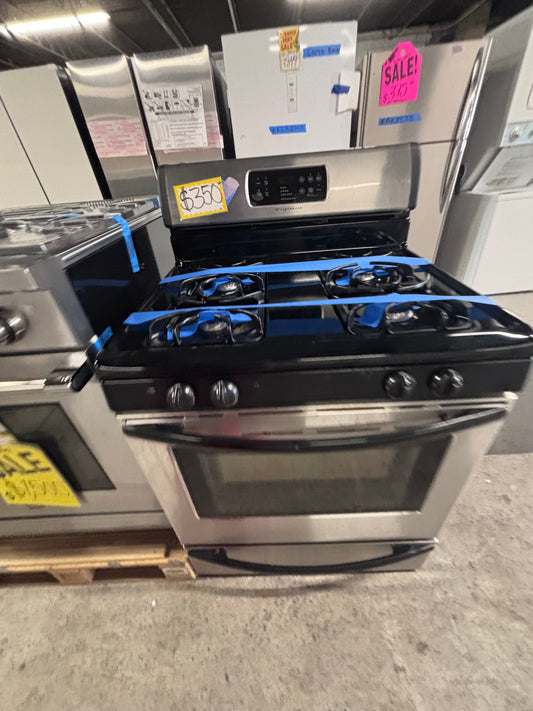 >sale‼️frigidaire gas stove bake broil i/lo in black & silver -used-Refurbished 30” #GRR39B