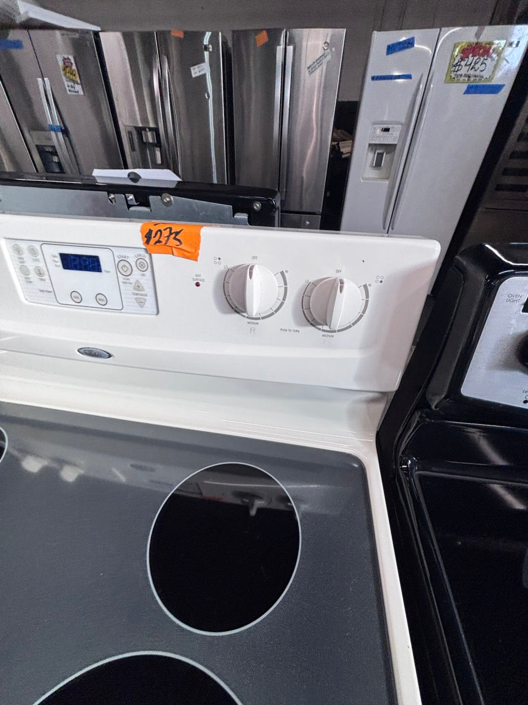 }sale🔥Whirlpool off white electric 220v glass top range 4 burners bake Broil roast auto clean 30" used-Refurbished #ESW71B