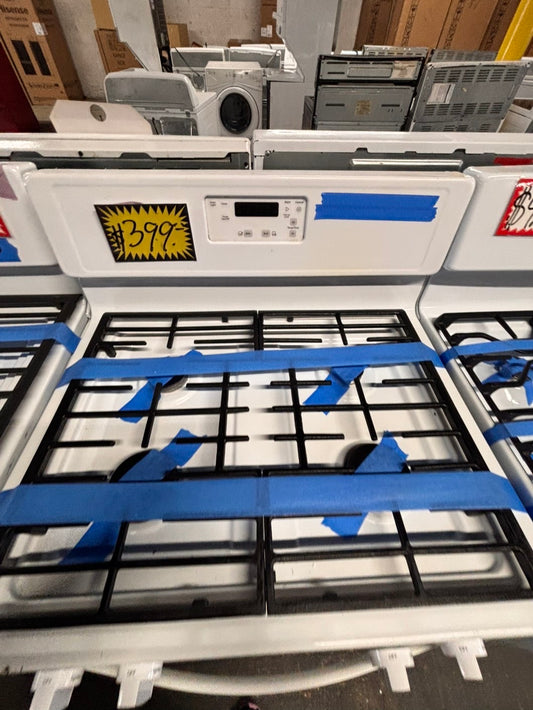 >Whirlpool Gas stove  oven  4Burner broil & bake 30” white used-refurbished #AWPDAB