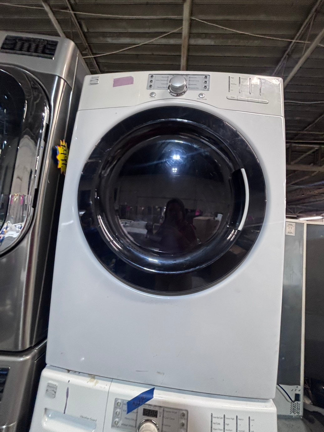 >*early July 4th special 🇺🇸kenmore washer & dryer set electric 220v front load stackable or side by side - sensor dry in white  color #GW1S2BSET
