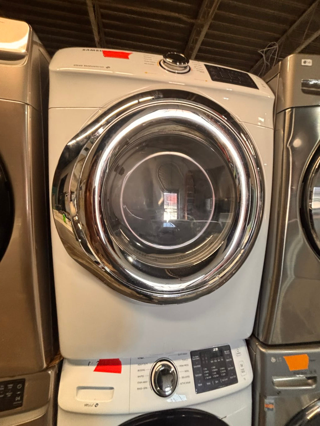 }}clearance 🔥🔥Samsung steam washer 4.5 cu ft & dryer 7.5 cu ft set electric steam 220v front load stackable or side by side - sensor dry white color   #WSH11SET