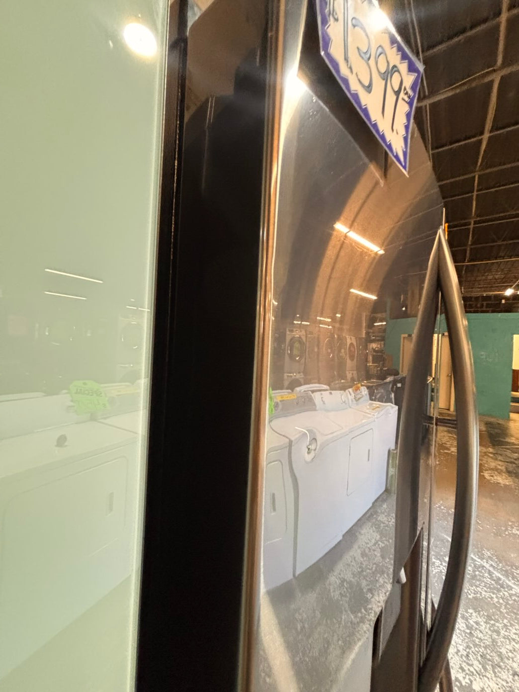 }}LG four door Refrigerator french doors full size 36”x 69” x 32”depth   black stainless steel w/ ice water dispenser great condition 36" used-refurbished #LGFBS324B
