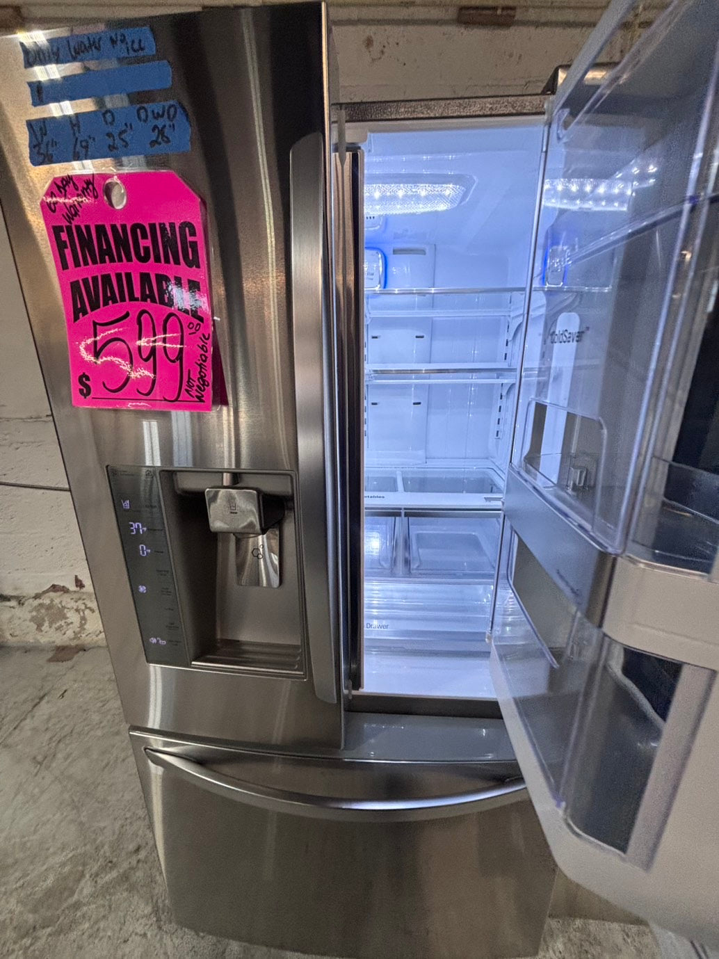 >*special price 💥LG instaview door-in door French door Refrigerator counter (ice maker & water doesn’t work) doesn’t affect on the others functions.   used-refurbished #KLCVF14B
