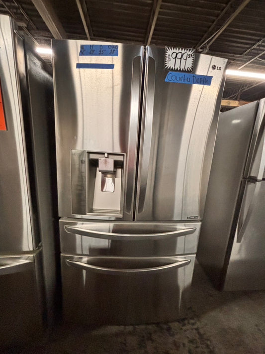 >sale🔥LG  French door 4-doors Refrigerator counter depth stainless steel w/ ice water dispenser great condition 36" used-refurbished #LGAW24BB
