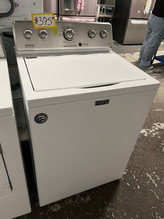 - Maytag Top load washing machine side x side large stainless steel drum capacity w/agitator 27" Refurbished #W001KB-TR