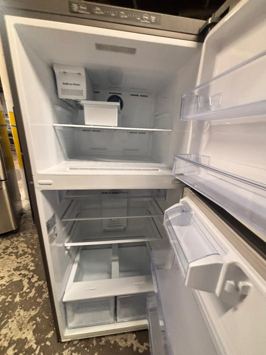 >29” samsung top freezer fridge stainless steel with ice maker inside used-refurbished #TRF8BL