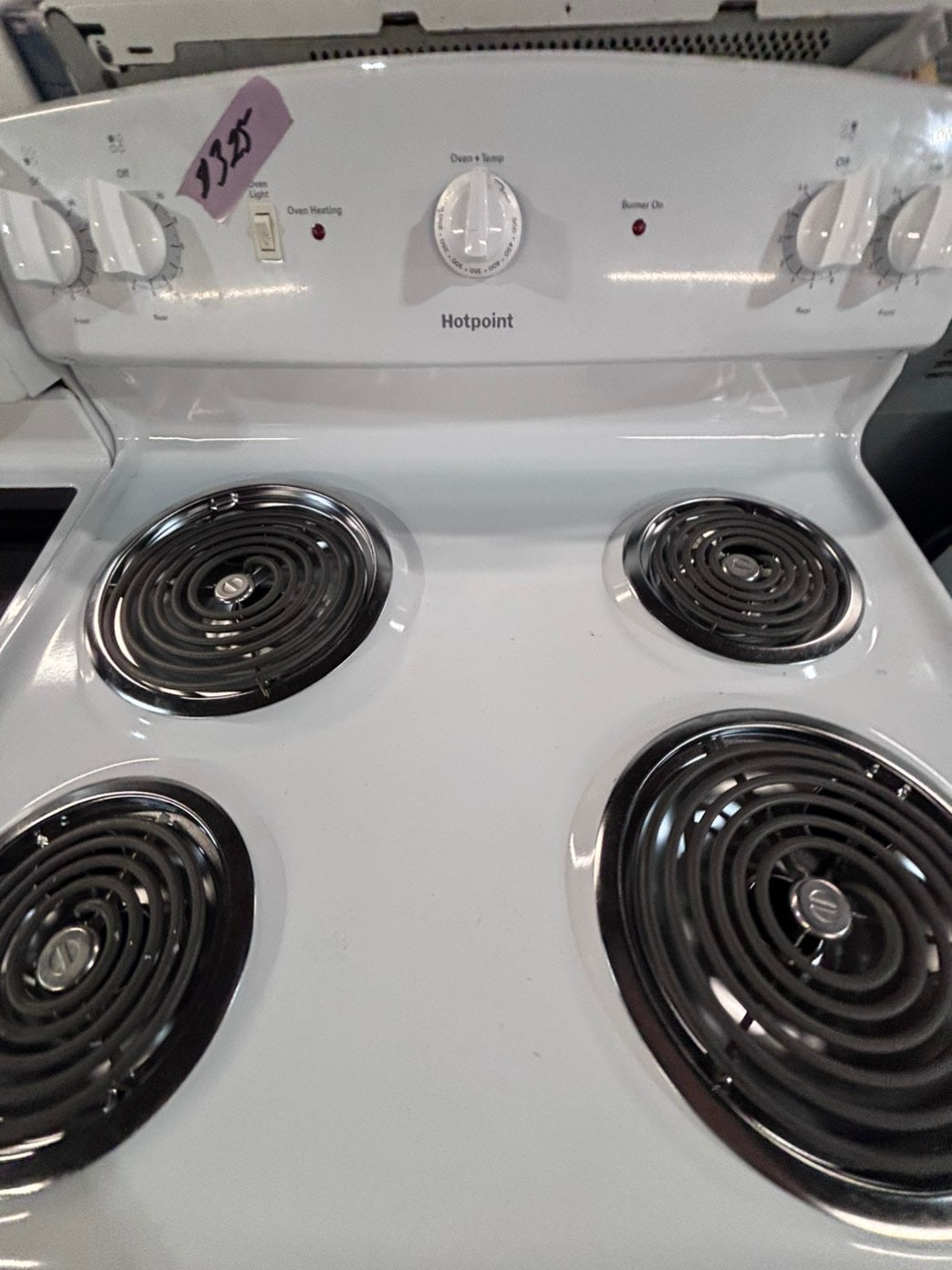 >*GE white  electric coil top range coil 220v bake /Broil 4 burner used-Refurbished  great condition 30" #EQQ6115B