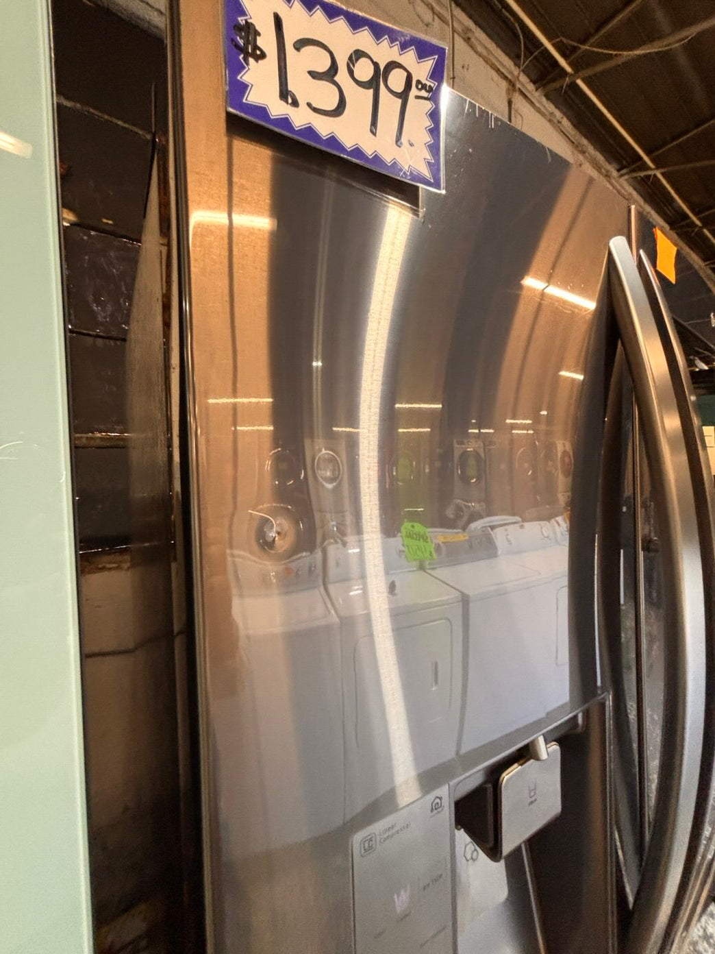 }}LG four door Refrigerator french doors full size 36”x 69” x 32”depth   black stainless steel w/ ice water dispenser great condition 36" used-refurbished #LGFBS324B