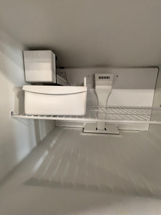 >whirlpool 33” Top freezer fridge  with ice maker inside , black used-refurbished #RW1ZC2B