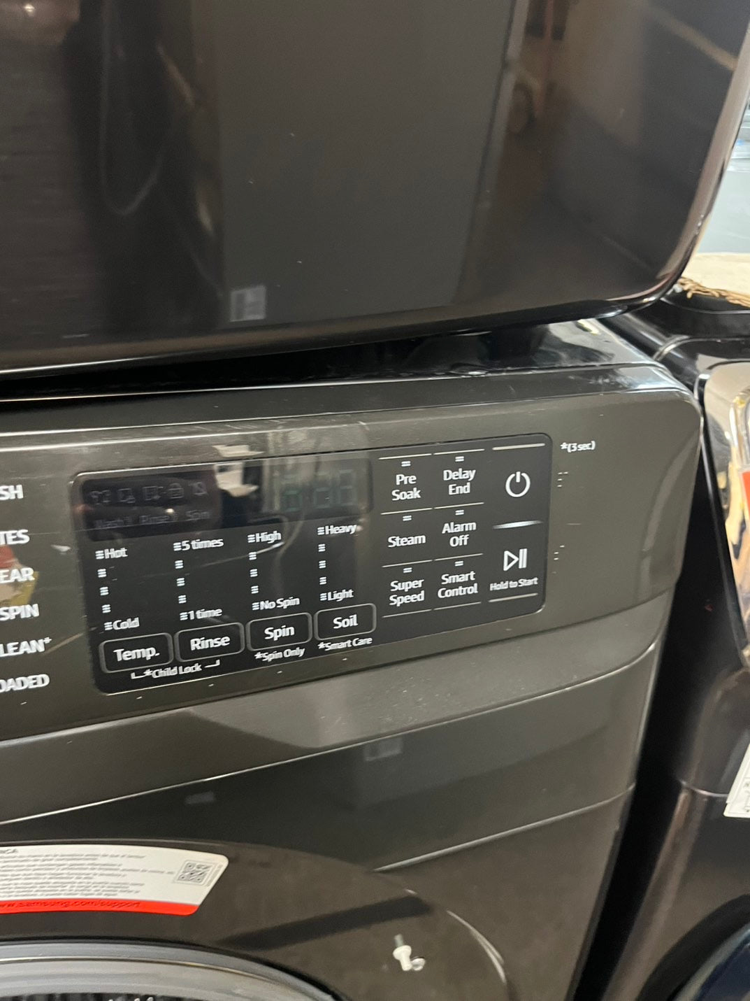 =Samsung 4.5 Cu. Ft. Stackable Front Load Washer in Black Steel with Steam cycles and super speed Steam refurbished  #LFW79BL