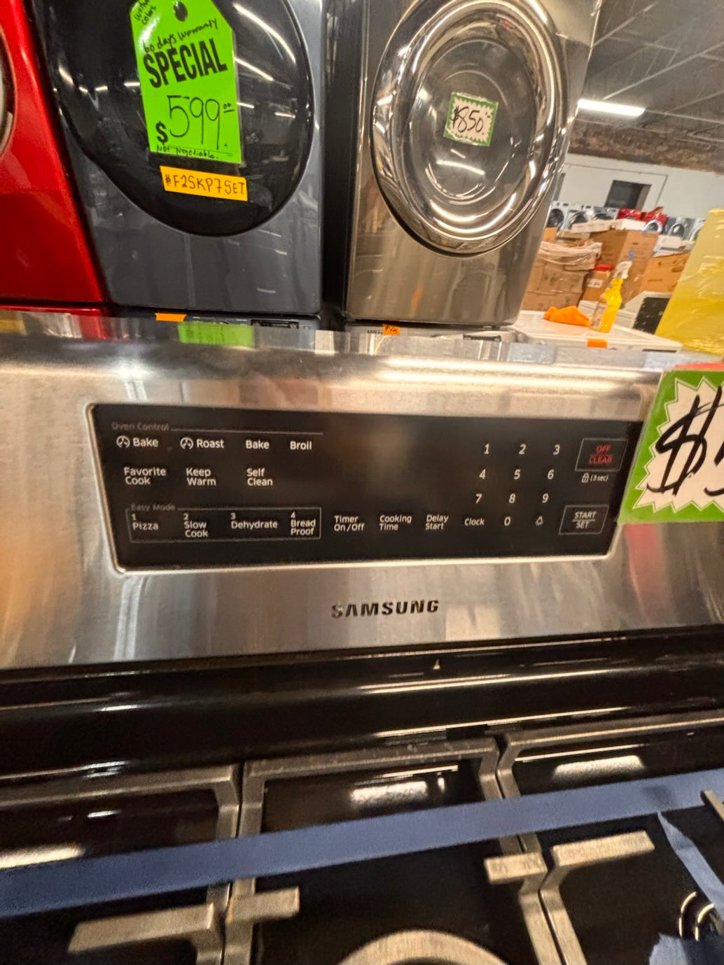 }} samsung Gas range 5 burner convection oven bake ,broil Hi/Lo self clean in stainless steel used-Refurbished 30” #SG911FB