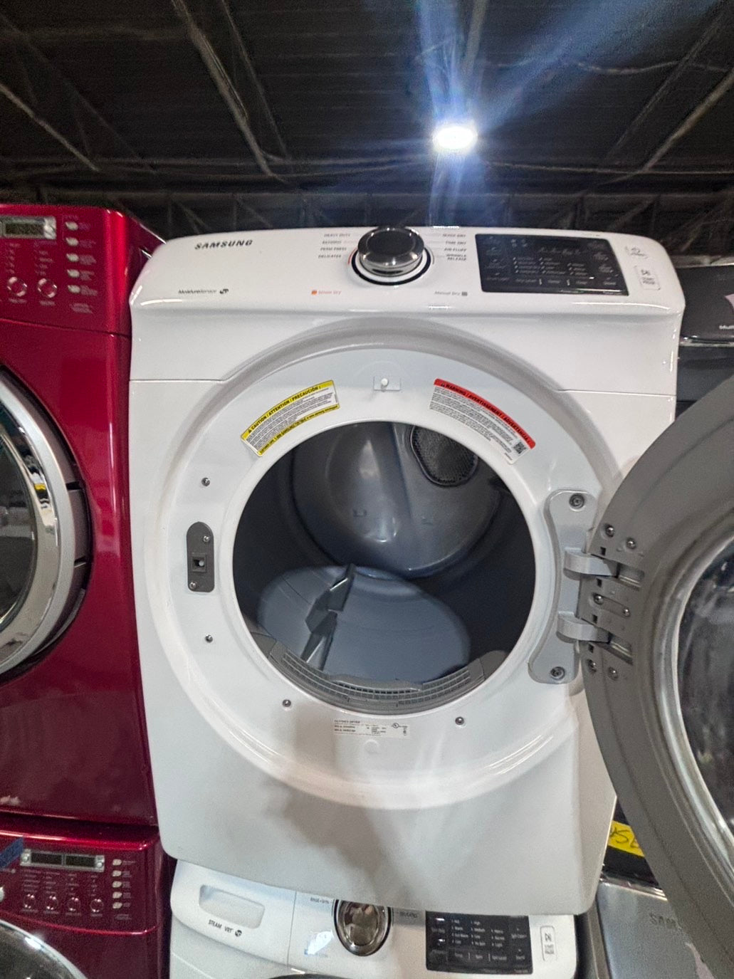 >*Samsung steam washer 4.5 cu ft & dryer 7.5 cu ft set electric steam 220v front load stackable or side by side - sensor dry white color   #WY458SET