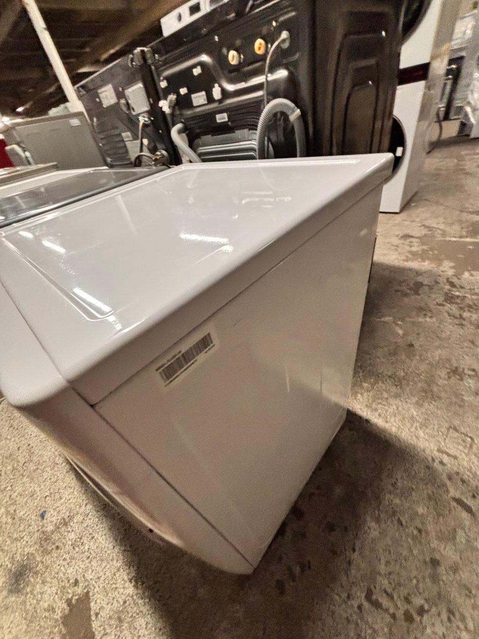 >LG  front load stackable GAS dryer in white , stainless steel drum 27" #EWY71B