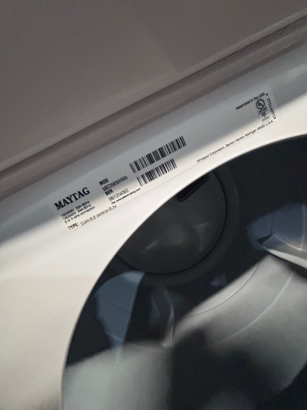 >*maytag sensor Dry front load stackable electric 220v dryer in white  color used-refurbished 27" #DMEY19B