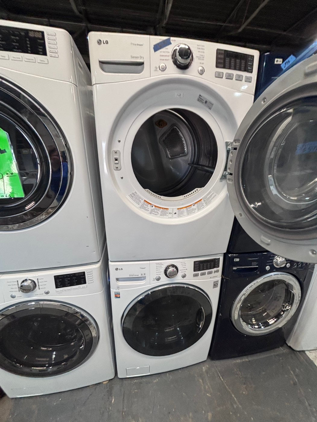} LG washer & dryer set large capacity,electric 220v front load stackable or side by side - sensor dry , working 💯 with warranty ! in white color used,refurbished #LGHG74SET