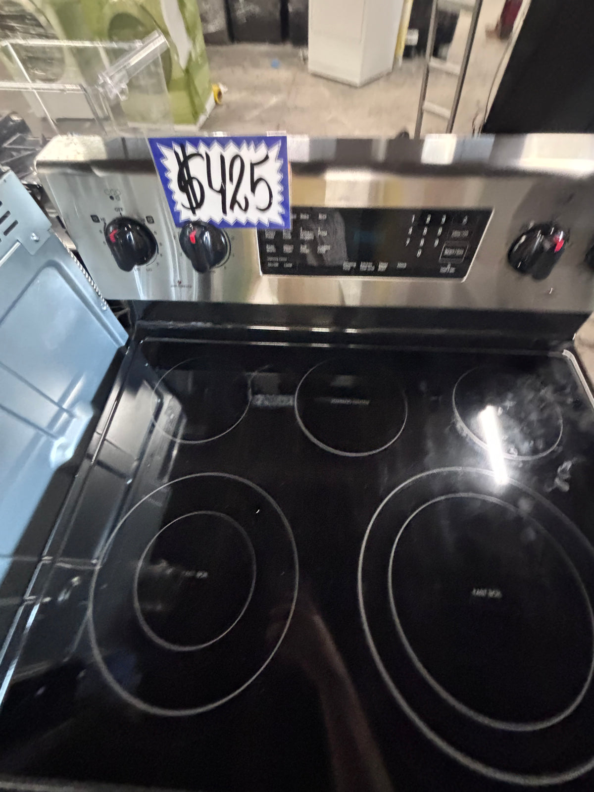 } samsung electric 220v glass top range bake Broil roast self clean convection oven stainless steel working 💯  with warranty ! 30" used-Refurbished #SAQS71B