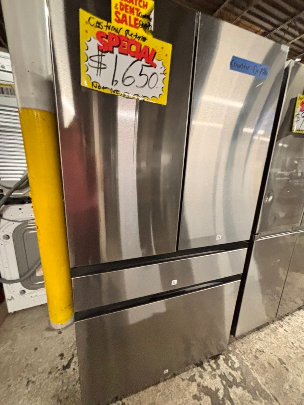 >special 🔥New open box (costumer return ) Counter Depth 4-Door French Door Refrigerator. A revolution in convenience and design, the concealed Beverage Center features both a water dispenser and ice maker 
#RFSZ51YB (Copy)
