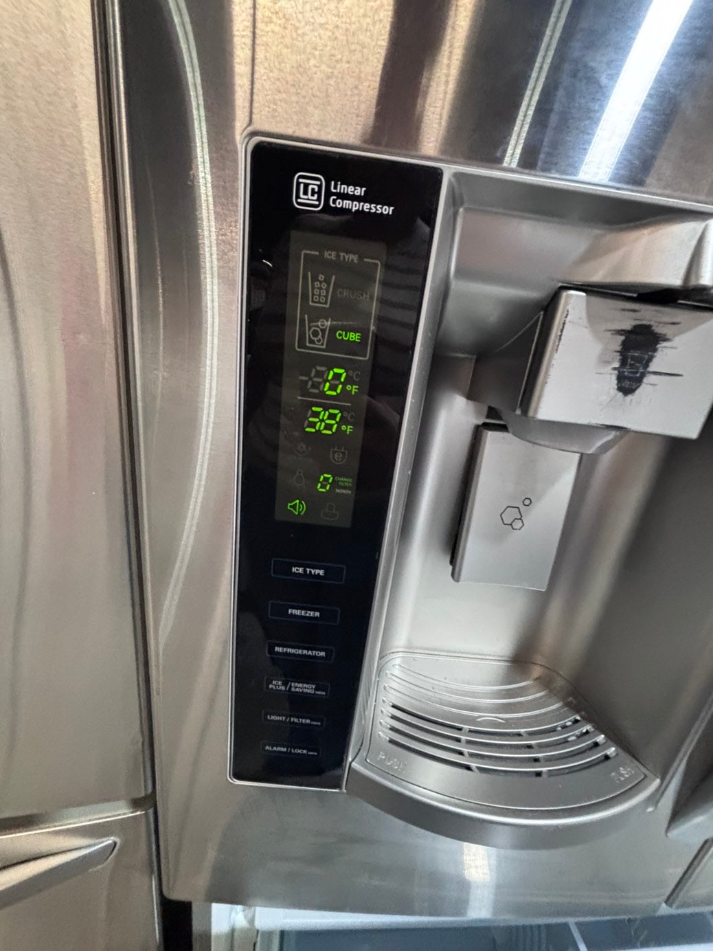 >* special 🔥used-Refurbished LG 36”w x69h x 29 depth refrigerator stainless steel w/ice & water dispenser 36 “ #LGDF74B