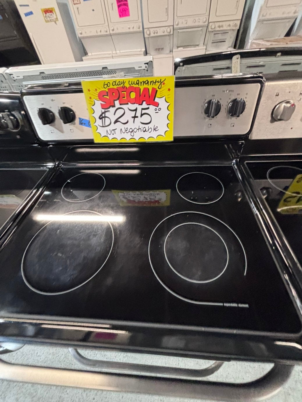 >> special 🎈Frigidaire Glass Top electric stove  double oven bake broil 4 burner Self clean 30” stainless steel used-Refurbished #FGEE2AB