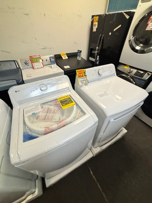 *Open box 📦 New S/d New LG Top load washer Stainless steel Drum 4.1 Cu.Ft And Electric dryer large capacity set 27” wide dark gray #WDLM41L