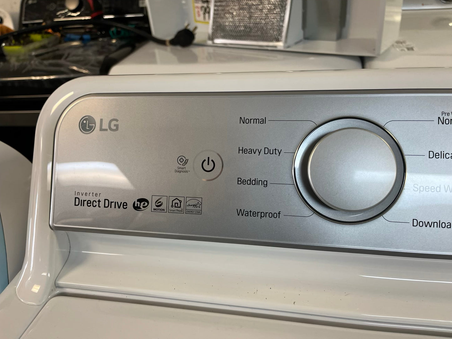 - LG washer & dryer set top load large capacity stainless steel drum in white 27" #ED483KB