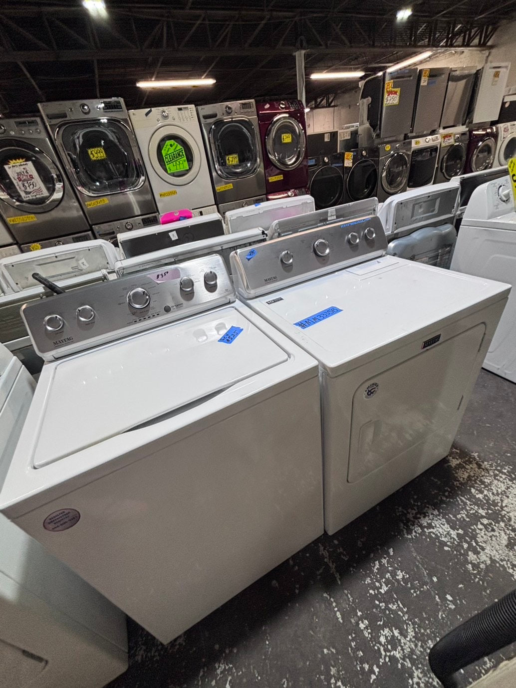>*maytag  top load washer large capacity with removable agitator  & electric dryer 220v  set top load side by side #AAT3YB
