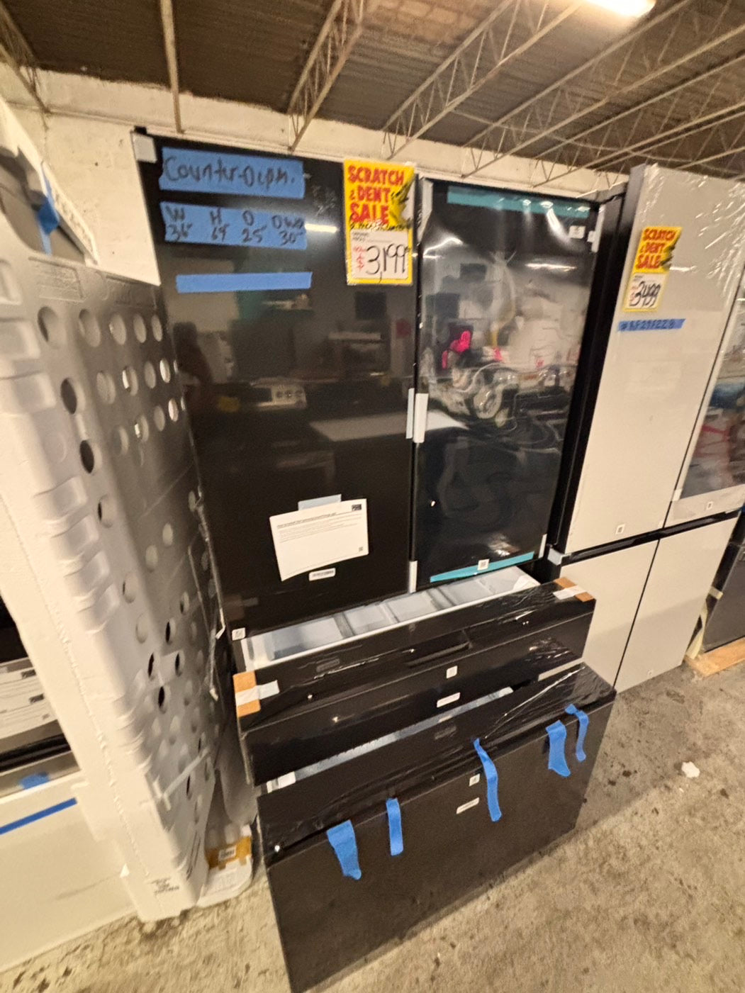 >special🎈New open box 📦 Samsung - Bespoke 23 cu. ft. Counter Depth 4-Door French Door Refrigerator with AI Family Hub+ - Charcoal Glass  & Black/Charcoal #RRSAG41B