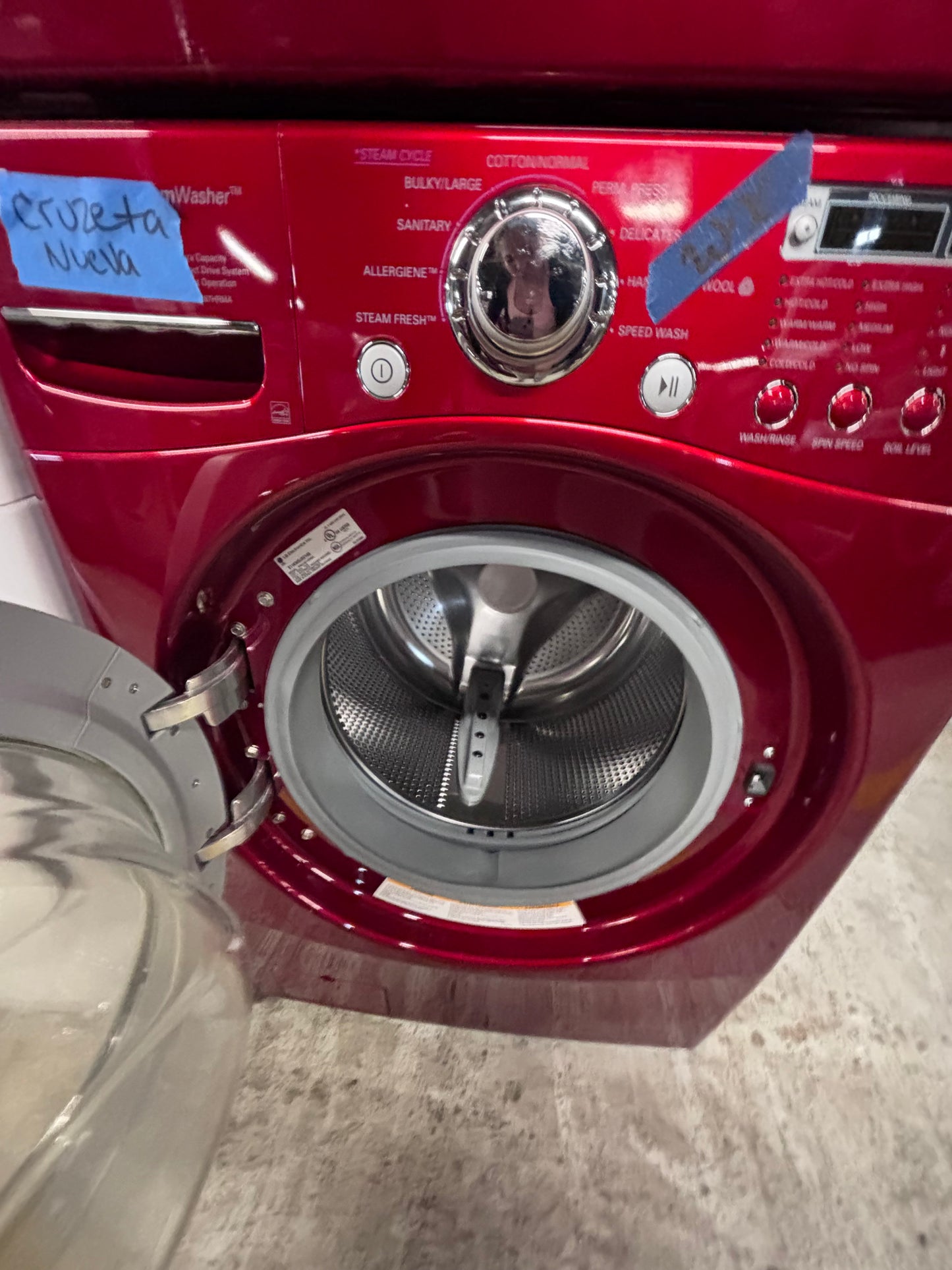 >LG washer & dryer steam set electric 220v front load stackable or side by side - sensor dry in red  #WDRR5D6B