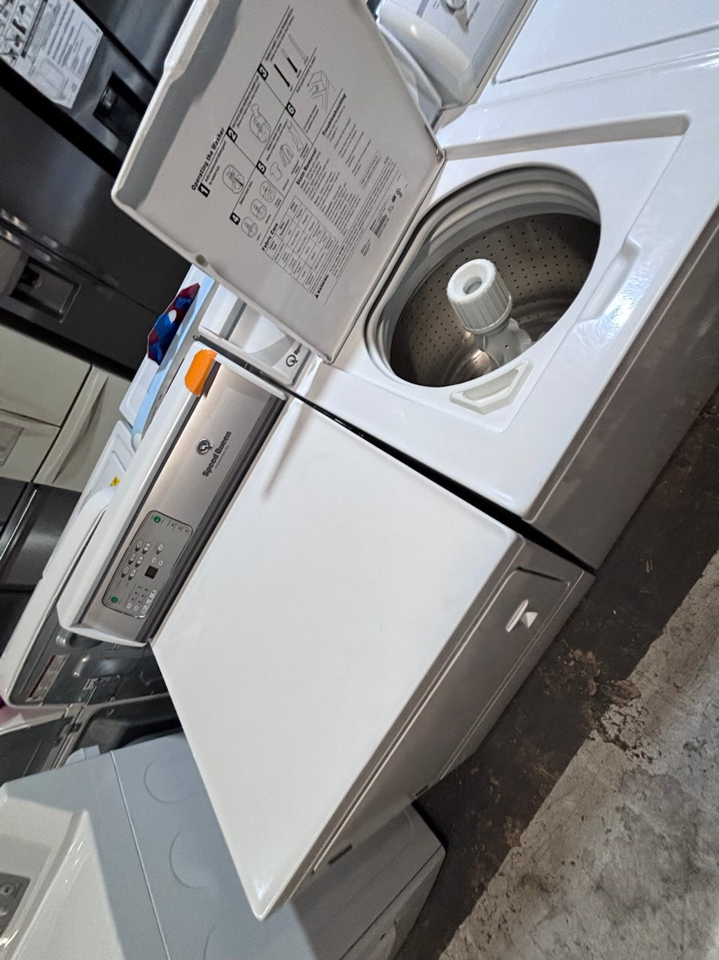 }speed queen top load washer large capacity with agitator & electric dryer 220v  set top load side by side used, refurbished      #SZA6TOB
