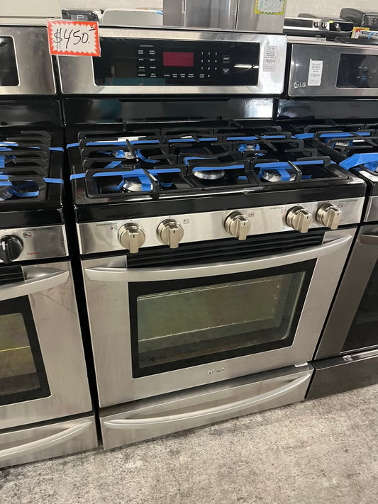 - GE gas range stainless steel 5 burner convection bake broil roast Warm Proof self clean 30" #GR111B