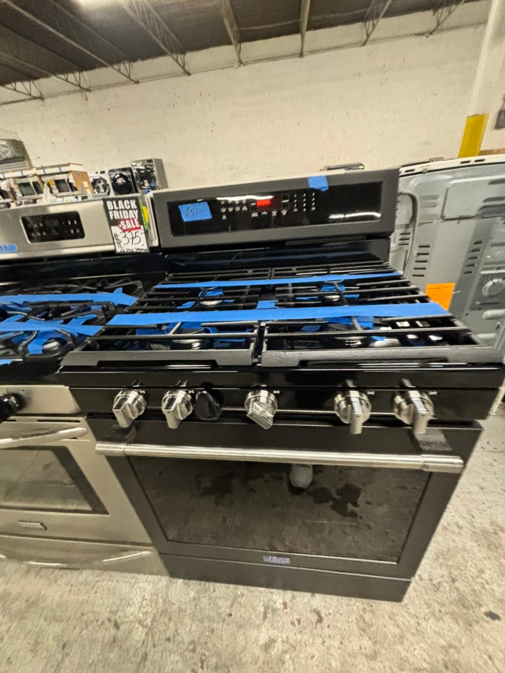 📢black Friday sale 🦃 - maytag GAS range 5 burner convection oven -bake roast broil self clean in dark stainless steel used-Refurbished 30"stock number#GMS32LB-TR